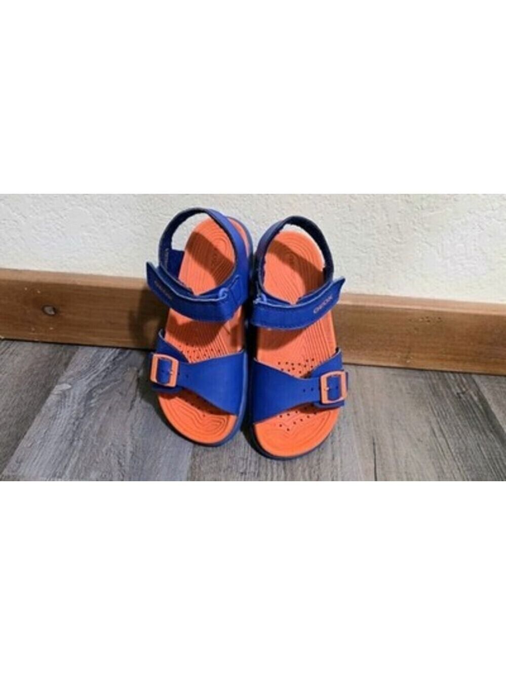 Geox J Sandal Fusbetto Royal Blue/Orange Water Friendly Kids Sz 1 Hook And Loop